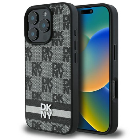 Kryt DKNY CHECKERED PATTERN pro iPhone 16 Pro - černý