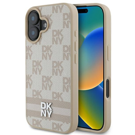 Kryt DKNY CHECKERED PATTERN pro iPhone 16 - růžový