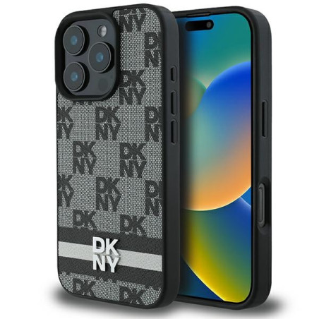 Kryt DKNY CHECKERED PATTERN pro iPhone 16 Pro Max – černý