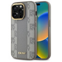 Kryt DKNY Leather Checkered iPhone 14 Pro - beige
