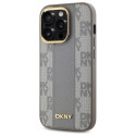Kryt DKNY Leather Checkered iPhone 14 Pro - beige