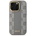 Kryt DKNY Leather Checkered iPhone 14 Pro - beige