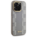 Kryt DKNY Leather Checkered iPhone 14 Pro - beige