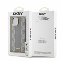 Kryt DKNY LEATHER CHECKERED MONO pro iPhone 14 - béžová