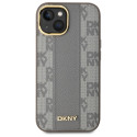 Kryt DKNY Leather Checkered pro iPhone 15 Plus - béžový