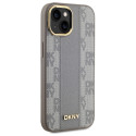Kryt DKNY Leather Checkered pro iPhone 15 Plus - béžový