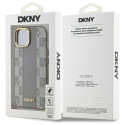Kryt DKNY Leather Checkered pro iPhone 15 Plus - béžový