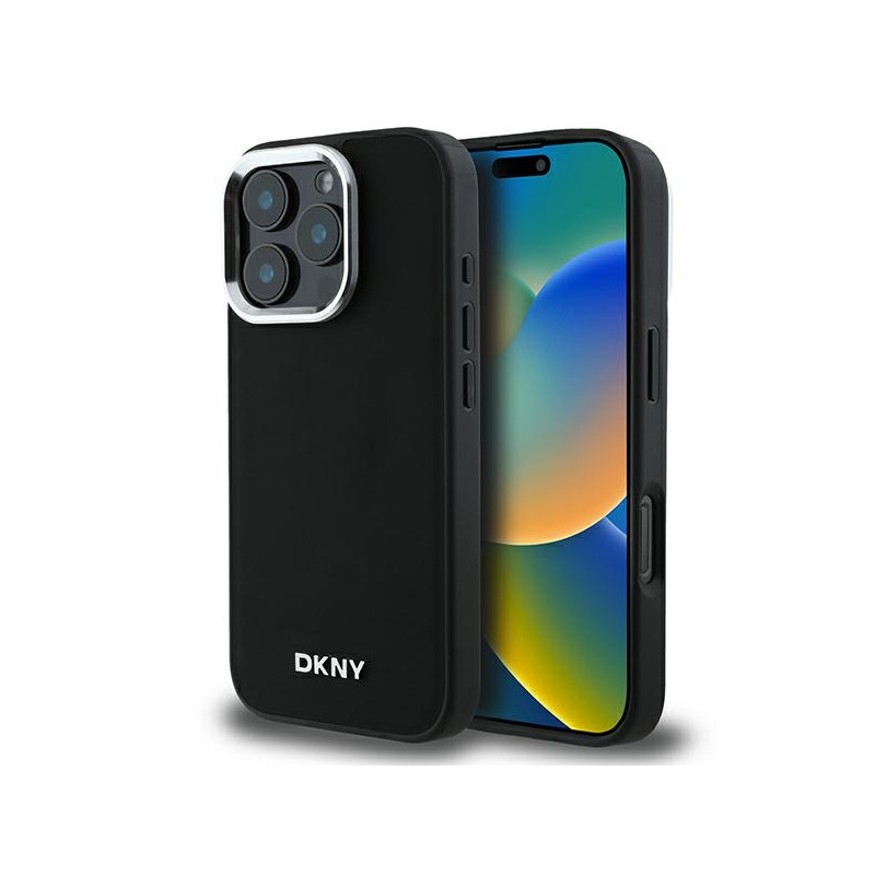 Kryt DKNY PLAIN SILVER pro iPhone 16 Pro - černý