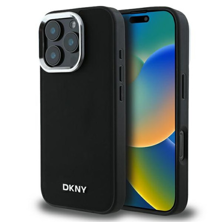 Kryt DKNY PLAIN SILVER iPhone 16 Pro - černý
