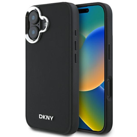 Kryt DKNY PLAIN SILVER Logo MagSafe iPhone 16 – černý