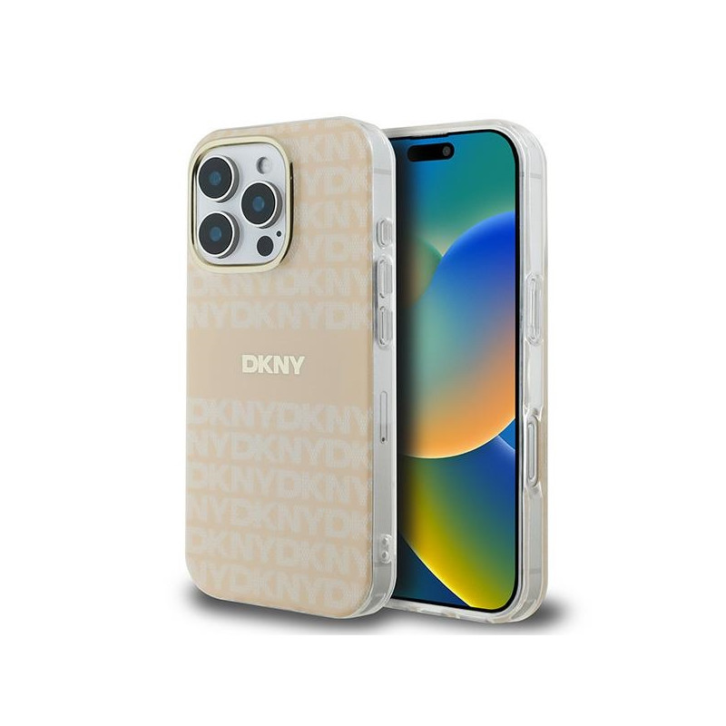 Kryt DKNY Repeat Texture Pattern With Stripe pro iPhone 16 Pro Max - růžová