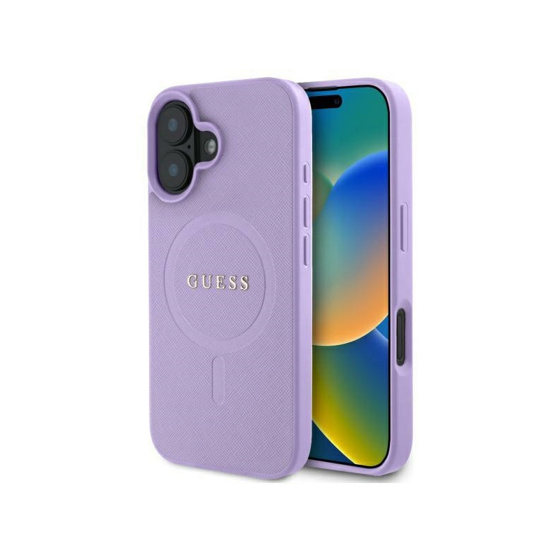 Kryt Guess Saffiano MagSafe pro iPhone 16 - purple