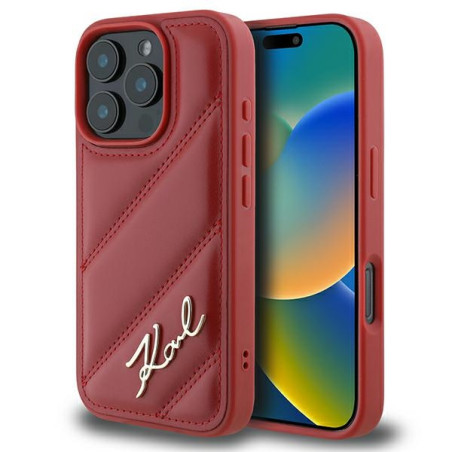 Kryt Karl Lagerfeld QUILTED SIGNATURE iPhone 16 Pro červený
