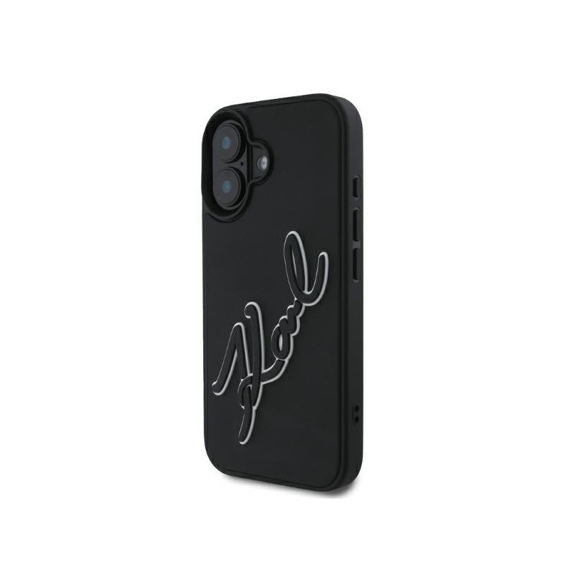 Kryt Karl Lagerfeld 3D RUBBER SIGNATURE pro iPhone 16 - černý