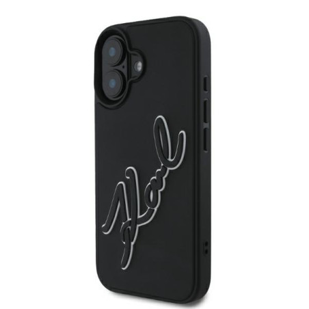 Kryt Karl Lagerfeld 3D Rubber Signature pro iPhone 16 černý