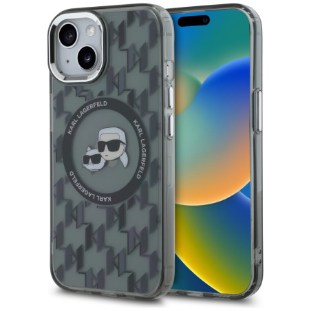Kryt Karl Lagerfeld IML Monogram MagSafe pro iPhone 15 - černý