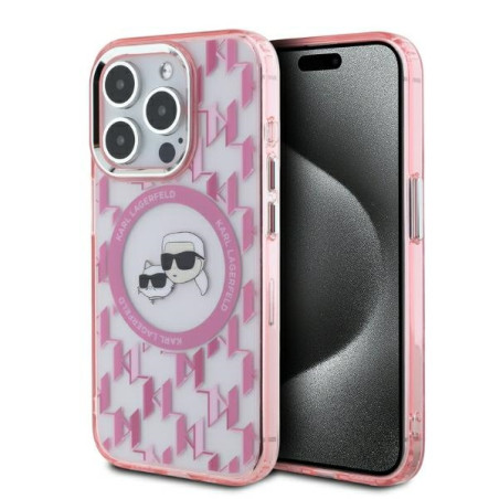 Kryt Karl Lagerfeld IML Monogram pro iPhone 15 Pro Max - růžový