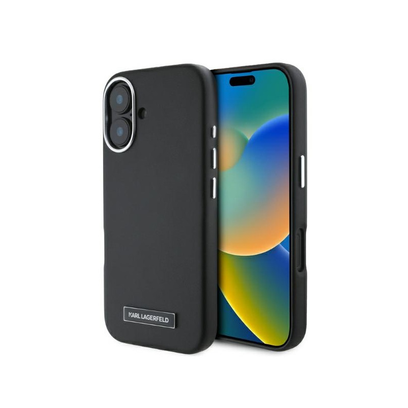 Kryt Karl Lagerfeld FW Metal Plate pro iPhone 16 - černý