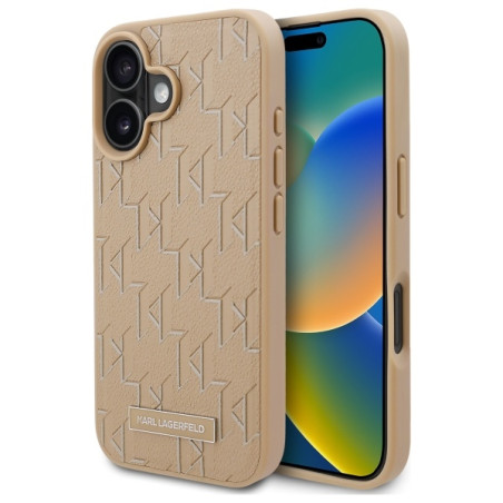 Kryt Karl Lagerfeld HOT STAMP pro iPhone 16 - béžová