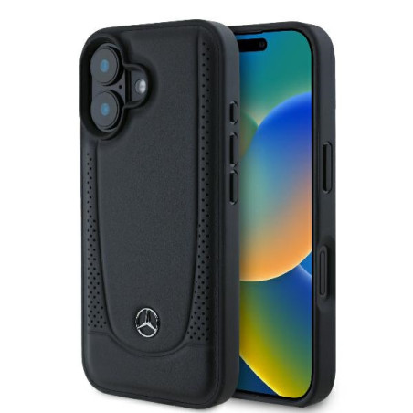 Pouzdro Mercedes Leather Urban pro iPhone 16 černé