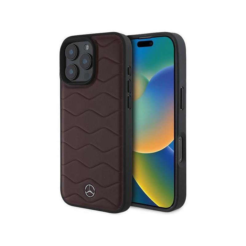Pouzdro Mercedes MB WAVES Leather pro iPhone 16 Pro Max - červené