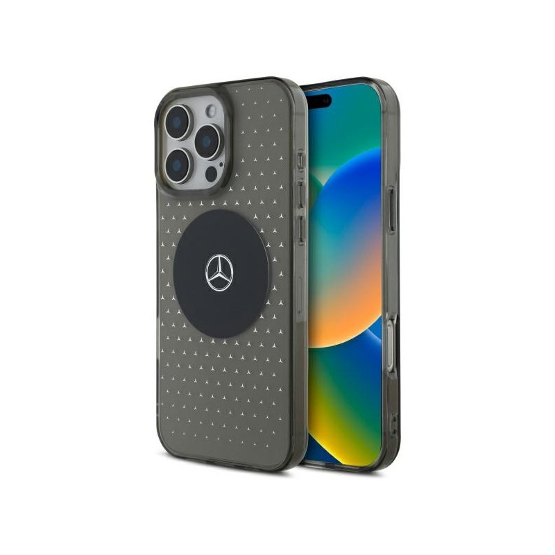 Kryt Mercedes MB CASE STAR PATTERN pro iPhone 16 Pro - černý