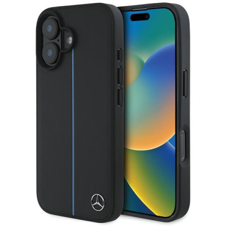 Kryt Mercedes MB Blue Line Leather MagSafe iPhone 16 - černý