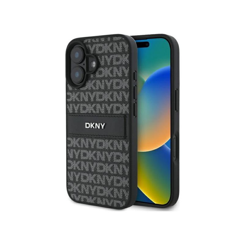 Kryt DKNY Texture Pattern Tonal Stripe pro iPhone 16 - černý