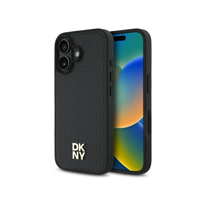 Kryt DKNY REPEAT PATTERN STACK pro iPhone 16 - černý