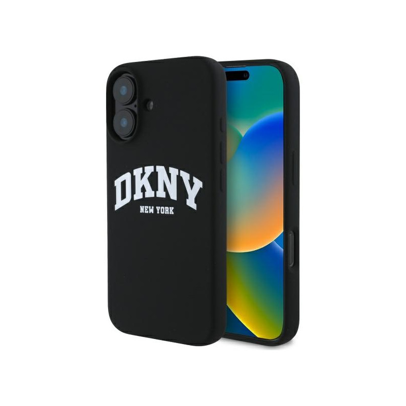 Kryt DKNY DKNY Silicone White Printed Logo pro iPhone 16 - černý
