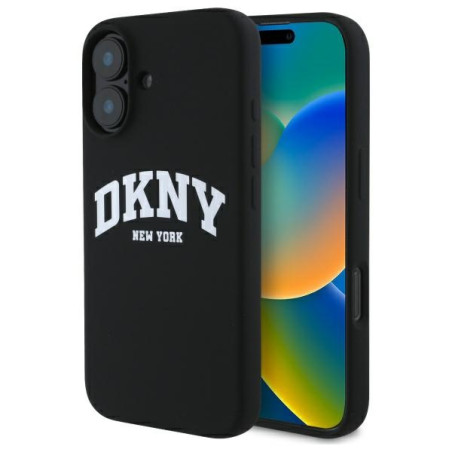 Kryt DKNY Silicone White Logo pro iPhone 16 - černý