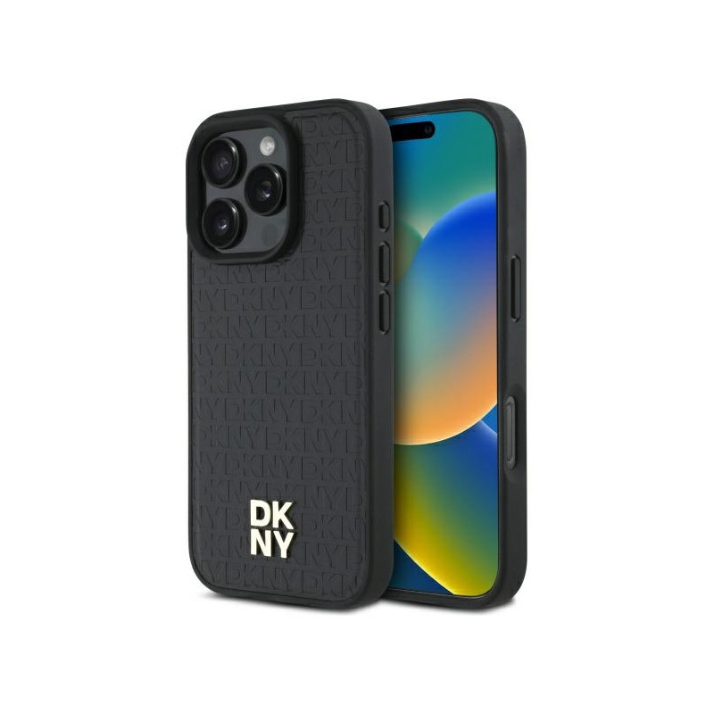 Kryt DKNY REPEAT PATTERN STACK logo pro iPhone 16 Pro Max - černý
