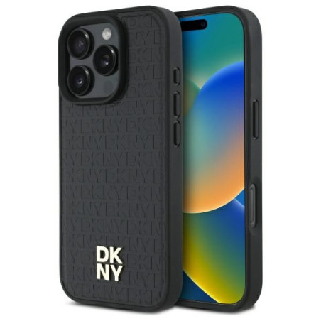 Kryt DKNY REPEAT PATTERN STACK pro iPhone 16 Pro Max černý