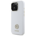 Kryt Guess SILICONE LOGO STRASS 4G iPhone 16 Pro - bílá