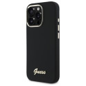 Kryt Guess Silicone Script Metal Logo pro iPhone 16 Pro - černý