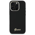 Kryt Guess Silicone Script Metal Logo pro iPhone 16 Pro - černý