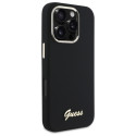 Kryt Guess Silicone Script Metal Logo pro iPhone 16 Pro - černý