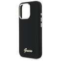 Kryt Guess Silicone Script Metal Logo pro iPhone 16 Pro - černý