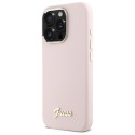 Kryt Guess Silicone Script pro iPhone 16 Pro - růžová