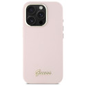 Kryt Guess Silicone Script pro iPhone 16 Pro - růžová