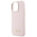 Kryt Guess Silicone Script pro iPhone 16 Pro - růžová
