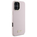 Kryt Guess Silicone Script Metal Logo pro iPhone 16 Plus pink