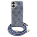 Guess Crossbody Cord 4G PRINT pro iPhone 16 - modrý