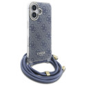 Guess Crossbody Cord 4G PRINT pro iPhone 16 - modrý