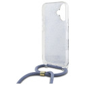 Guess Crossbody Cord 4G PRINT pro iPhone 16 - modrý