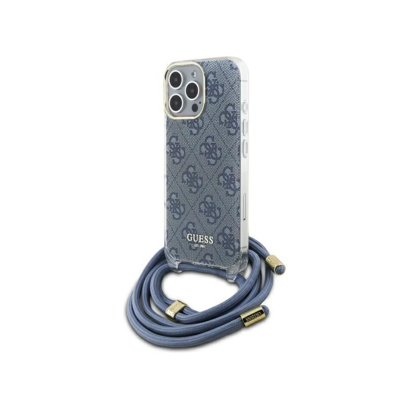 Kryt Guess Crossbody Cord 4G Print pro iPhone 16 Pro Max - modrá