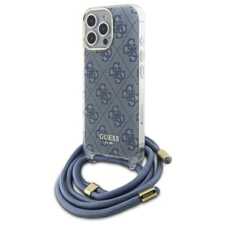 Kryt Guess Crossbody Cord 4G Print pro iPhone 16 Pro Max - modrá