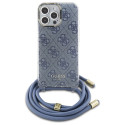 Kryt Guess Crossbody Cord 4G Print pro iPhone 16 Pro Max - modrá