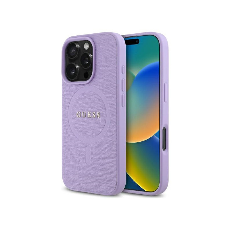 Kryt Guess SAFFIANO MagSafe pro iPhone 16 Pro - fialová