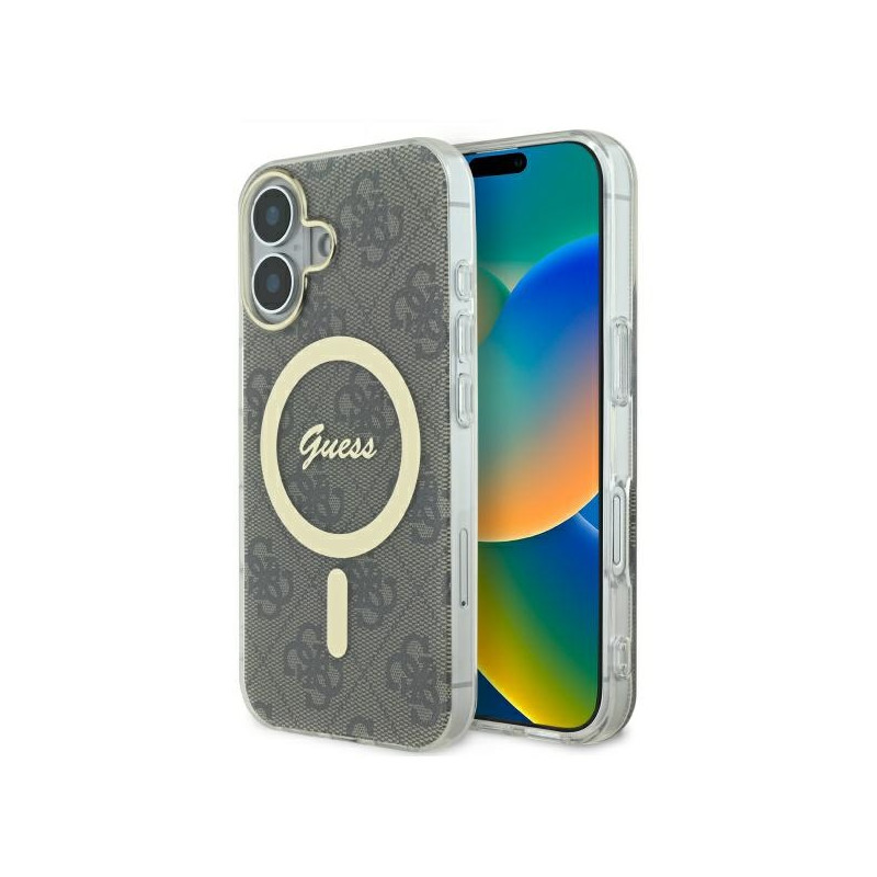 Kryt Guess IML 4G MagSafe pro iPhone 16 Plus - hnědá